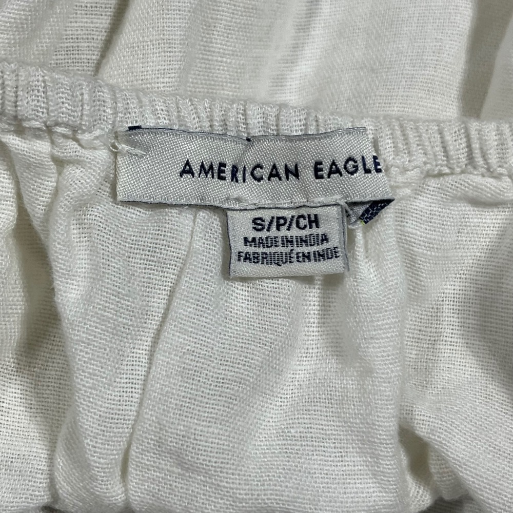 AmericanEagle Y2K Euro Summer Linen Halter Coquette Button Front Top Women Small - Picture 5 of 7